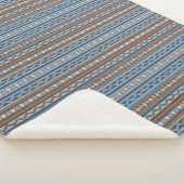 南西スタイルブルーと茶色の幾何学大 シェルパブランケット (3/4)