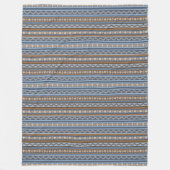 南西スタイルブルーと茶色の幾何学大 フリースブランケット (正面)