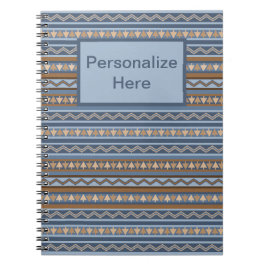 南西スタイルブルーブラウンジオメトリックパーソナライズされたス ノートブック