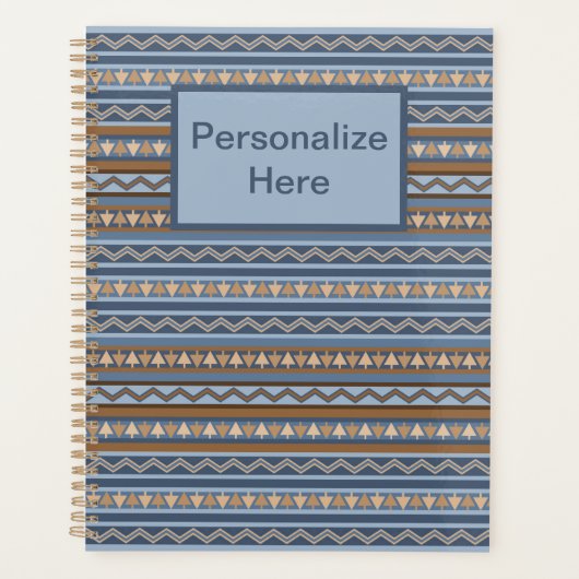 南西スタイルブルーブラウンジオメトリックパーソナライズされたス プランナー手帳 (正面)