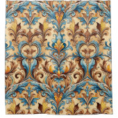 南西スタイル対称モチーフタンターコイズ シャワーカーテン (正面)