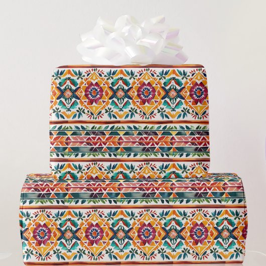 南西スタイル水彩カラフル誕生日 ラッピングペーパー