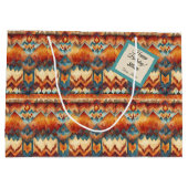 南西スタイル水色プリントカスタムギフトラベル ラージペーパーバッグ (裏面)