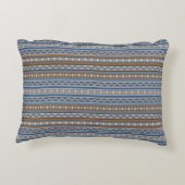 南西スタイル青と茶色の幾何学的パターン アクセントクッション (裏面)