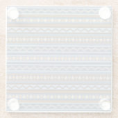 南西スタイル青と茶色の幾何学的パターン ガラスコースター (裏面)