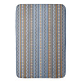 南西スタイル青と茶色の幾何学的パターン バスマット (正面縦)