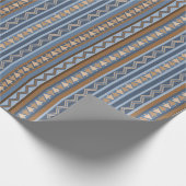 南西スタイル青と茶色の幾何学的パターン ラッピングペーパー (角)