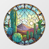 南西ステンドグラス砂漠サボテンの風景 ウィンドウサイン (シート)
