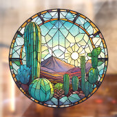 南西ステンドグラス砂漠サボテンの風景 ウィンドウサイン (シート2)