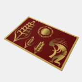 南西スプリングタイム金ゴールドココペリラグ ドアマット (アングル)