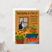 南西タキシード猫の感謝祭パーソナライズされた カード (正面/裏面インサイチュ)