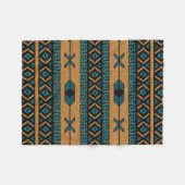 南西タンターコイズブラックパタアステカーン フリースブランケット (正面(横))