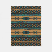 南西タンターコイズブラックパタアステカーン フリースブランケット (正面)