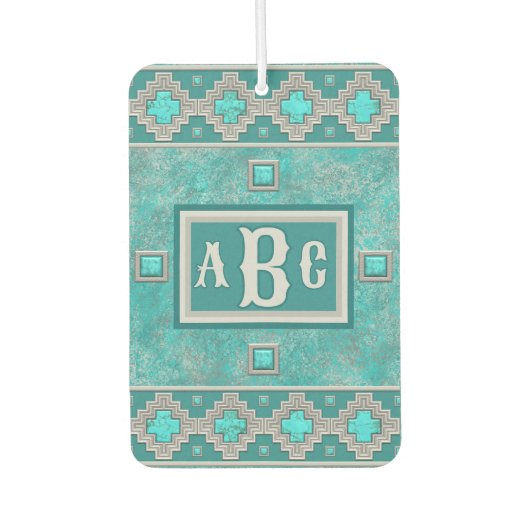 南西ターコイズ石の幾何学的パーソナライズされた カーエアーフレッシュナー (正面)