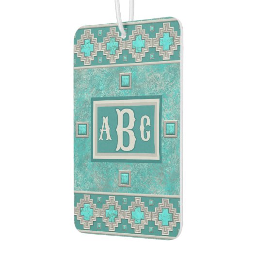 南西ターコイズ石の幾何学的パーソナライズされた カーエアーフレッシュナー (左)