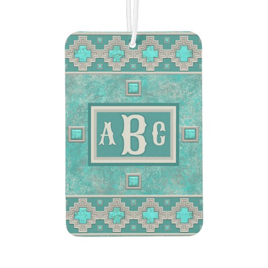 南西ターコイズ石の幾何学的パーソナライズされた カーエアーフレッシュナー (裏面)