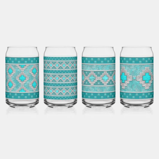 南西ターコイズ石の幾何集合 ガラス缶 (裏面)