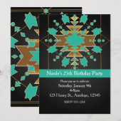 南西ターコイズ金ゴールド&ブラック招待状 招待状 (正面/裏面)