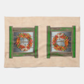 南西チリリースオン素朴グリーンウッド窓 キッチンタオル (横)