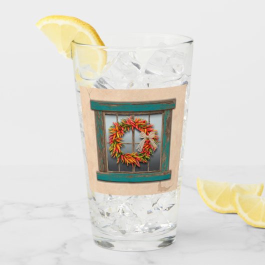 南西チリリースオン素朴ブルーウッドウィンドウ タンブラーグラス (アイス正面)