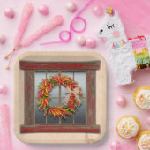 南西チリリースオン素朴レッドウッド窓 ペーパープレート (パーティー)