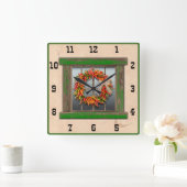 南西チリリースグリーンウインドウウエスタンナンバー スクエア壁時計 (ホーム)