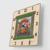 南西チリリースグリーンウインドウウエスタンナンバー スクエア壁時計 (傾斜)