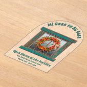 南西チリリースブルーウィンドパーソナライズされたウ アクリル招待状 (レイダウン)