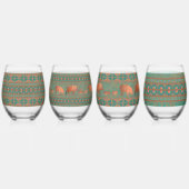 南西ティール（緑がかった色）銅ジャベリーナスと幾何学的セット ステムなしワイングラス (左)