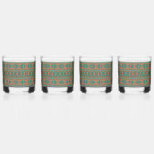 南西ティール（緑がかった色）銅幾何学模様カスタム法 ウイスキーグラス (裏面)