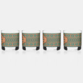 南西ティール（緑がかった色）銅幾何学模様カスタム法 ウイスキーグラス (左)