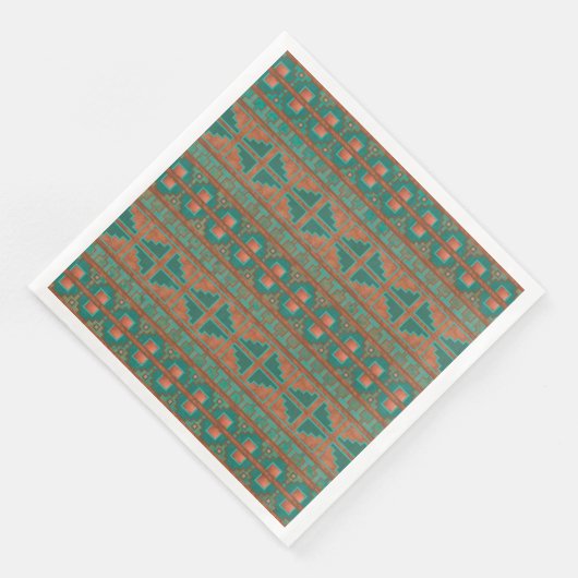 南西ティール（緑がかった色）銅色の幾何学的パターン (コーナー)