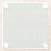 南西ティール(緑がかった色)銅色の幾何学的パターン ガラスコースター (裏面)