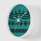 南西デザインのティール(緑がかった色)および黒い柱時計 壁時計 (傾斜)