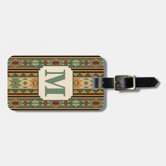 南西デザイングリーンブラウンパーソナライズされた ラゲッジタグ (正面横)