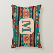 南西デザインターコイズテラコッタモノグラム アクセントクッション (正面(垂直))