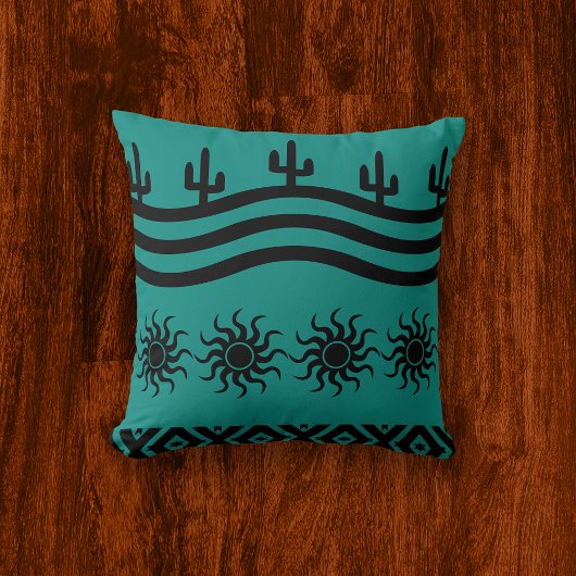 南西デザインティール(緑がかった色)パターン クッション