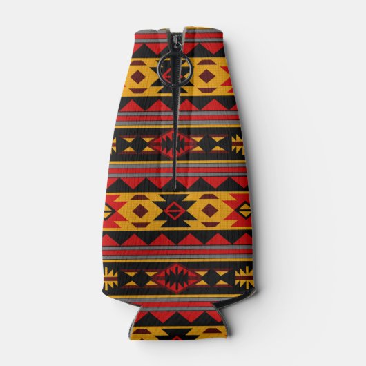 南西デザインレッド黒金ゴールド部族模様 ボトルクーラー (裏面)