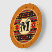 南西デザインレッド黒金ゴールド部族模様 ラージ壁時計 (傾斜)