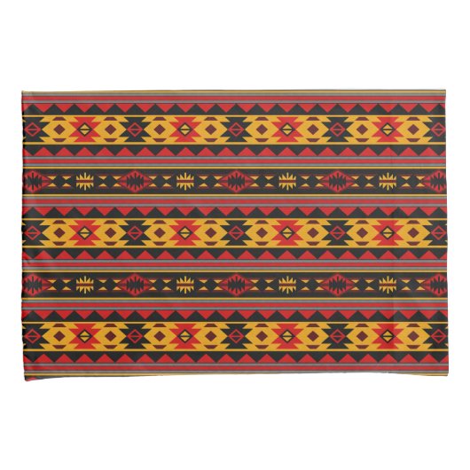 南西デザインレッド黒金ゴールド部族模様 枕カバー (正面右)