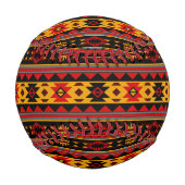 南西デザインレッド黒金ゴールド部族模様 野球ボール (正面)