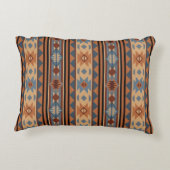 南西デザインAdobe灰色の茶色の部族パターン アクセントクッション (裏面)