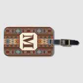 南西デザインAdobe灰色の茶色の部族パターン ラゲッジタグ (正面横)