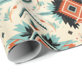 南西デザートブルーアドボテラコッタパターン ラッピングペーパー (ロールコーナー)