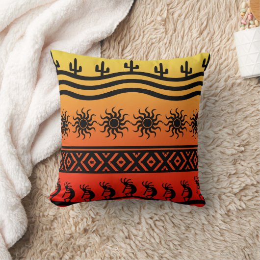 南西トライバル砂漠サンサボテンココペリ クッション (ブランケット)