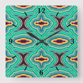 南西トロピカルボホシックゲーデパターンアート スクエア壁時計