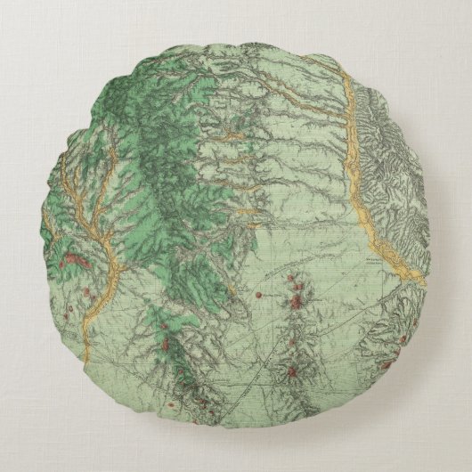 南西ニューメキシコの土地分類の地図 ラウンドクッション (正面)