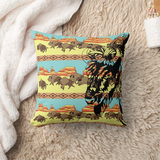 南西バッファローのストライプの枕 クッション (ブランケット)