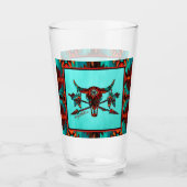 南西バッファロースカルと矢印ガラス タンブラーグラス (正面)