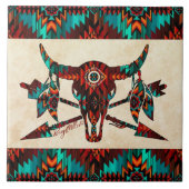 南西バッファロースカルと矢印セラミックタイル タイル (正面)